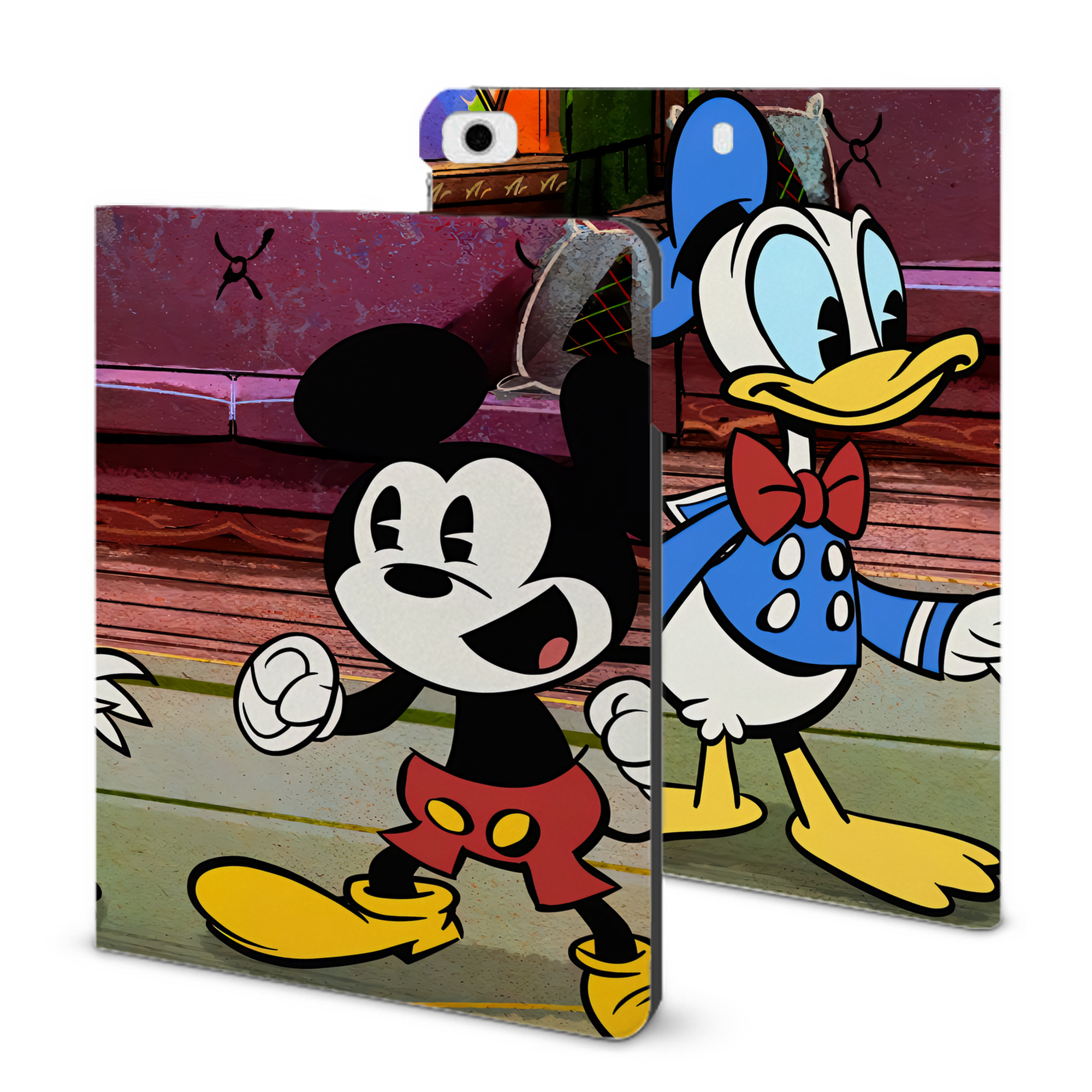 （画像用） ミッキーマウス Mickey Mouse IPad ケース ブック型 PUレザー TPU 耐衝撃 軽量 薄型 ペン収納なし 全面保護 IPad 各モデル対応